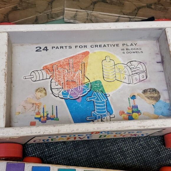 Vintage Fisher Price Creative Blocks Wagon w/Blocks  #161 Xylophone #870 - Picture 4 of 11